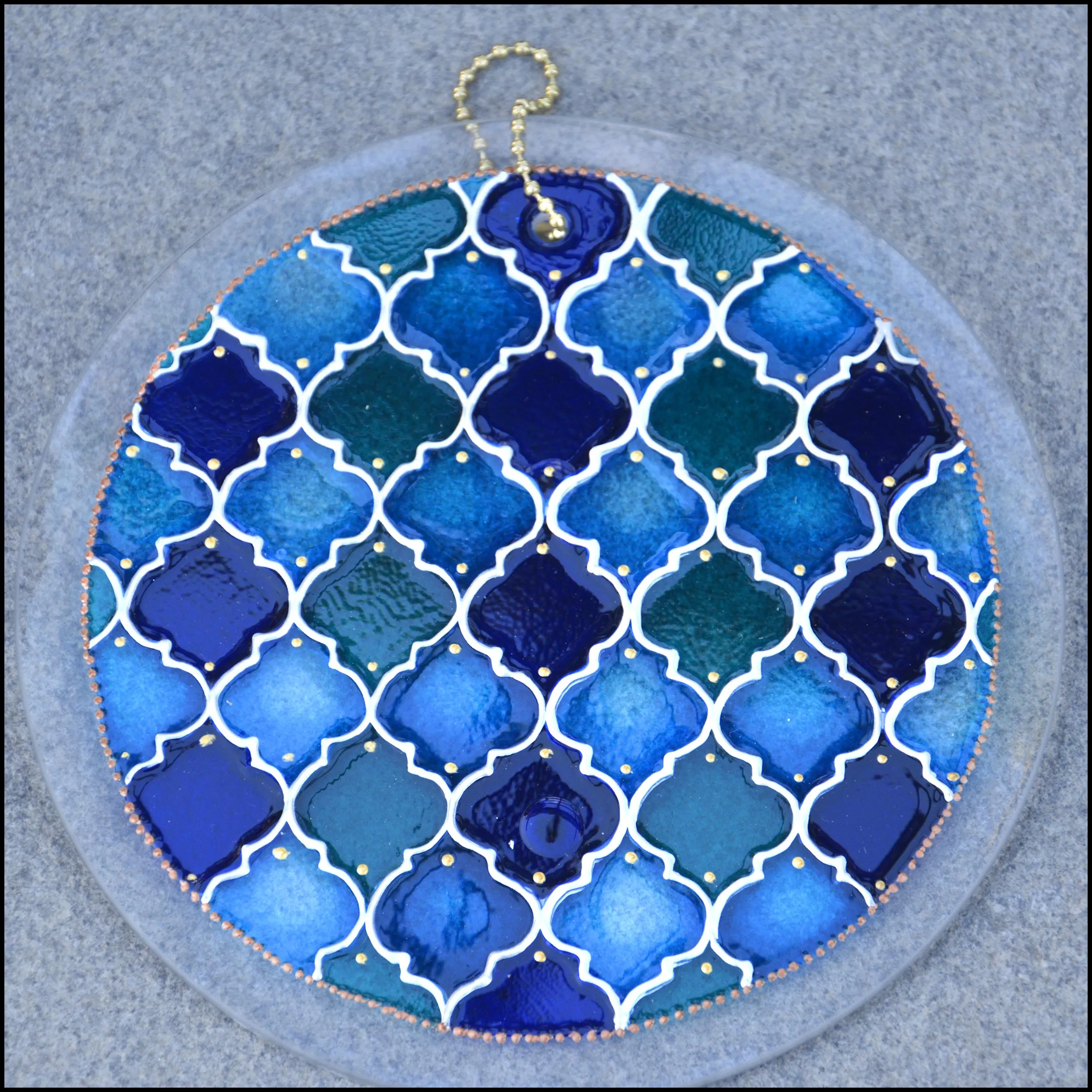 Moroccan Tiles Shades of Blue Suncatcher