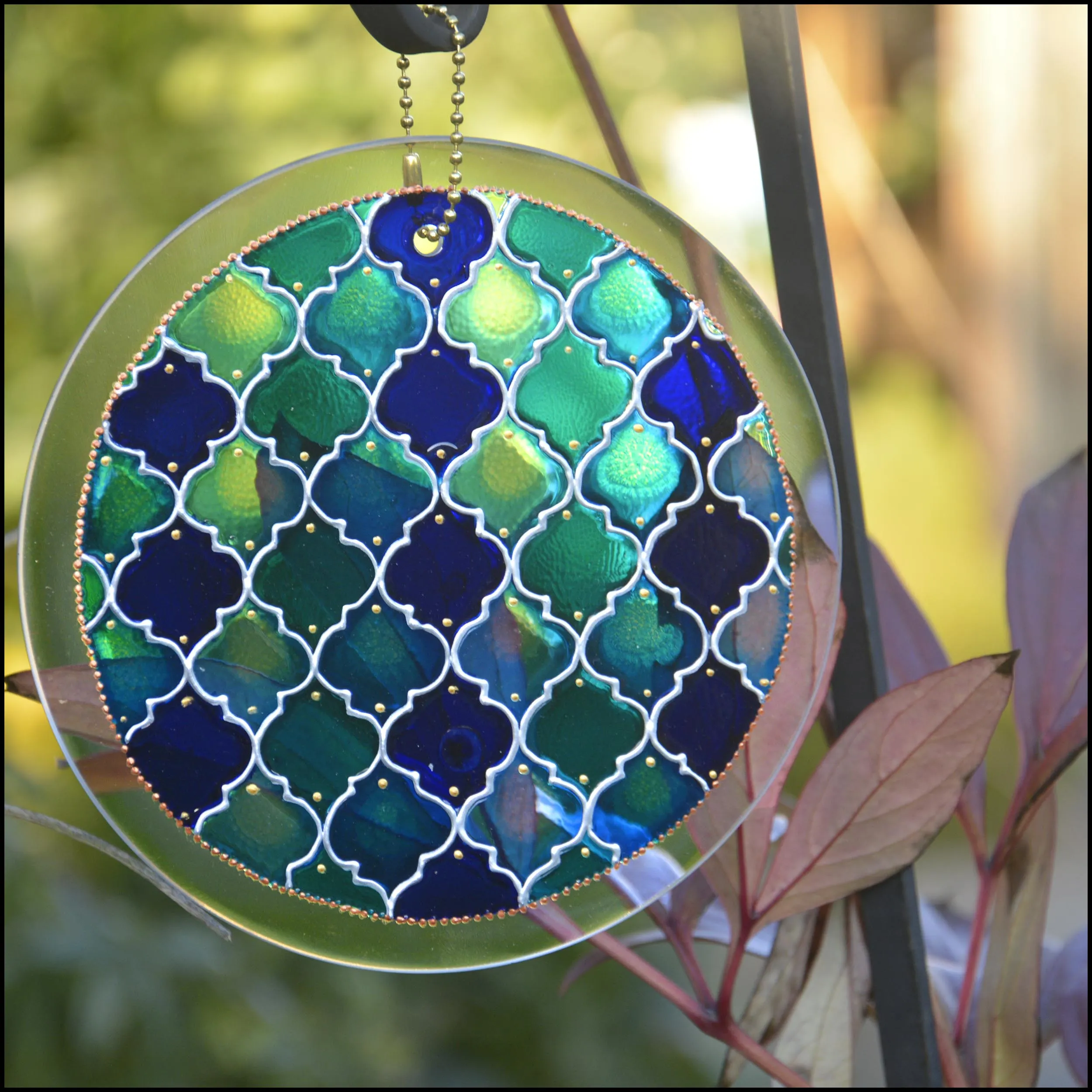 Moroccan Tiles Shades of Blue Suncatcher