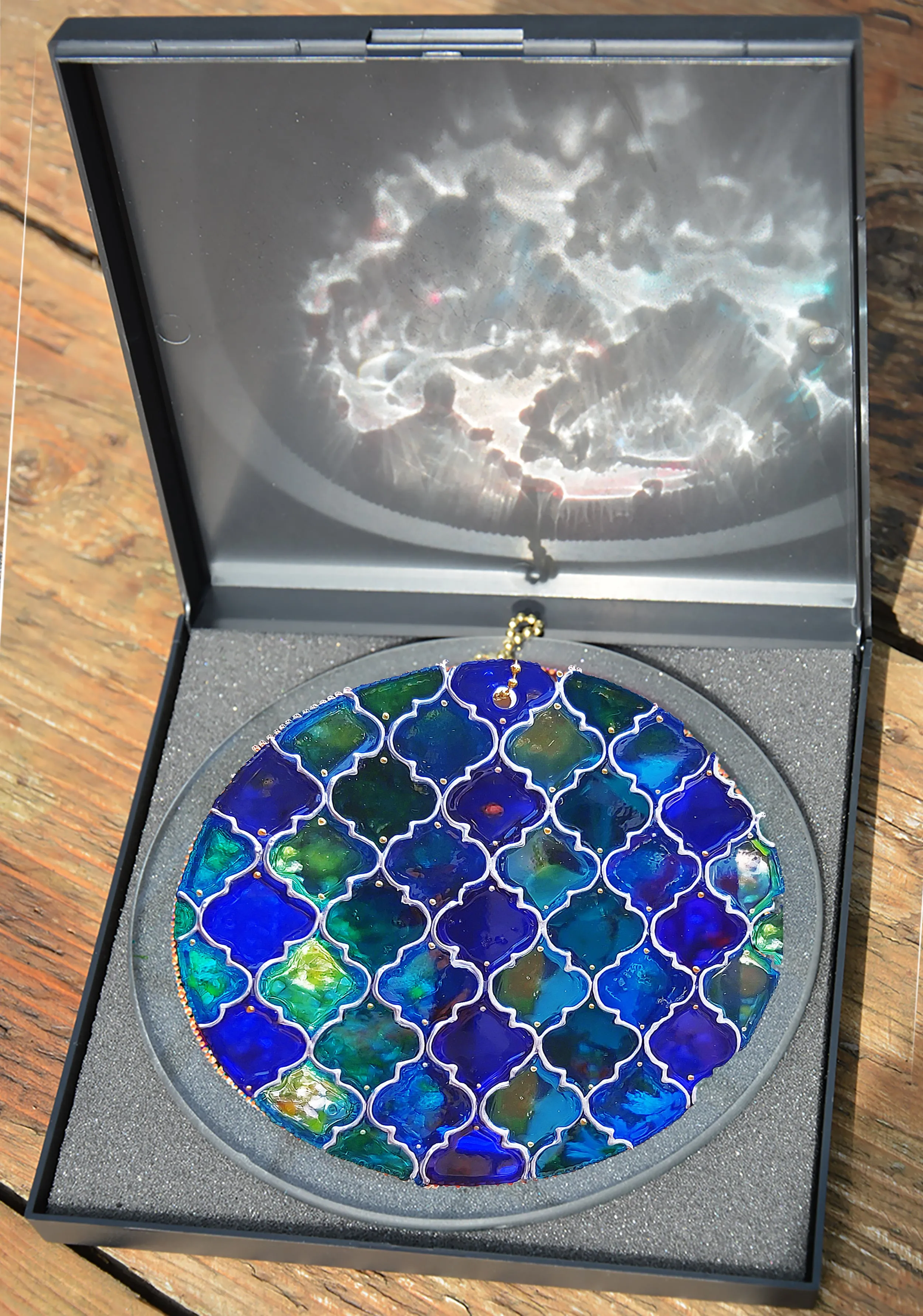 Moroccan Tiles Shades of Blue Suncatcher