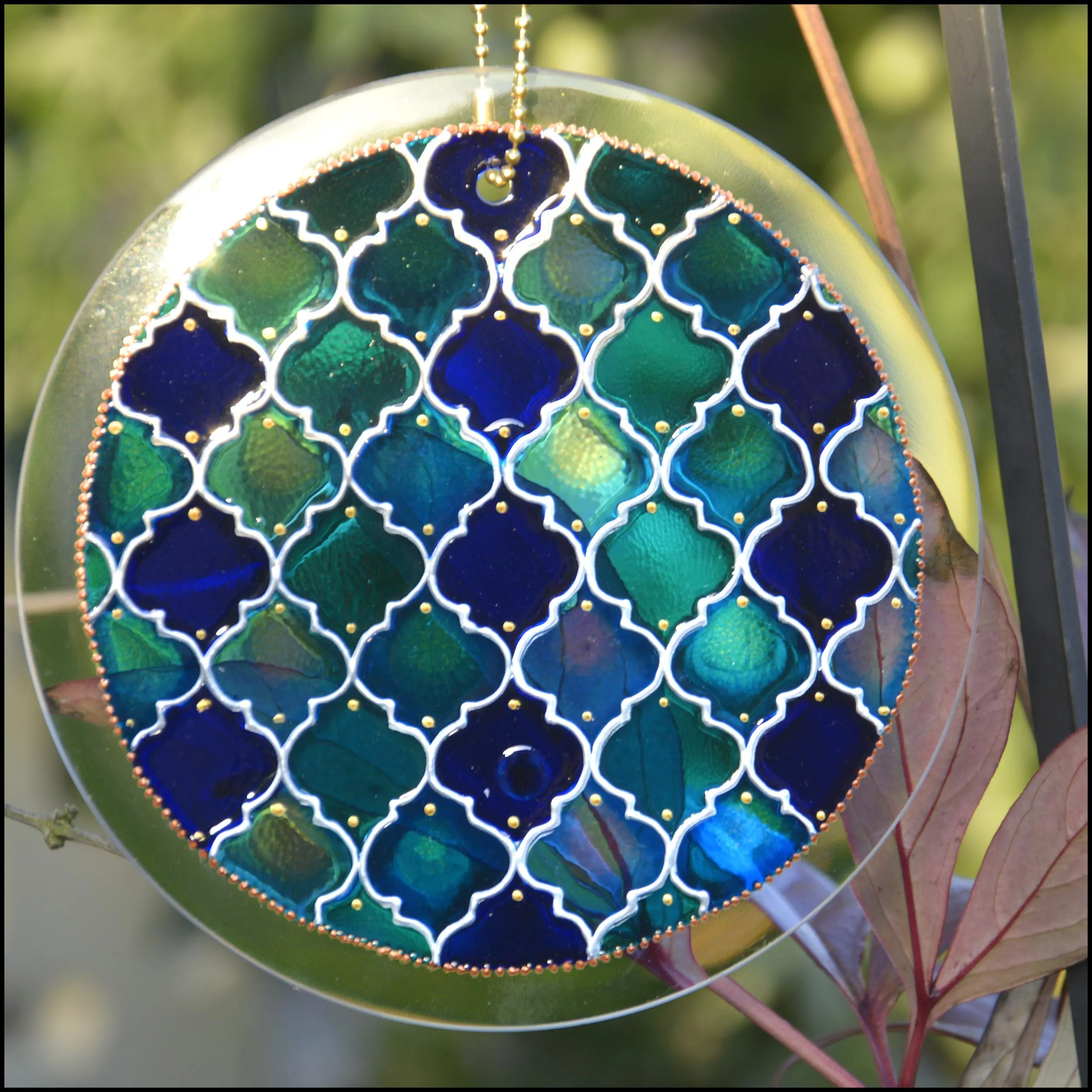 Moroccan Tiles Shades of Blue Suncatcher
