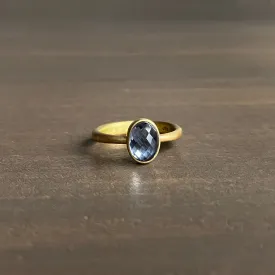 Natural Oval Checkered Pale Blue Umba Sapphire Ring