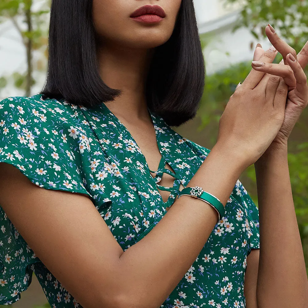 Nonya Blossom Silk Cuff - Pineapple Yellow