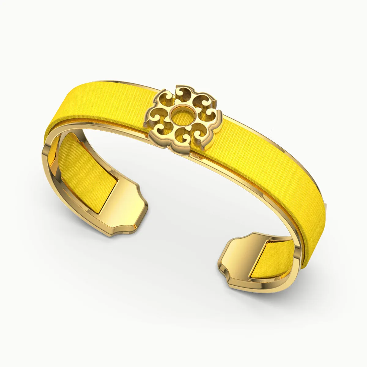 Nonya Blossom Silk Cuff - Pineapple Yellow
