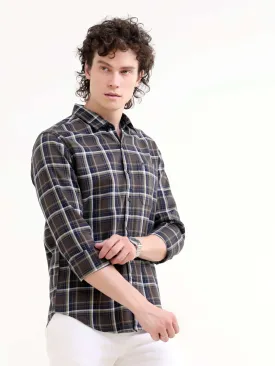 Petrol windowpane check shirt