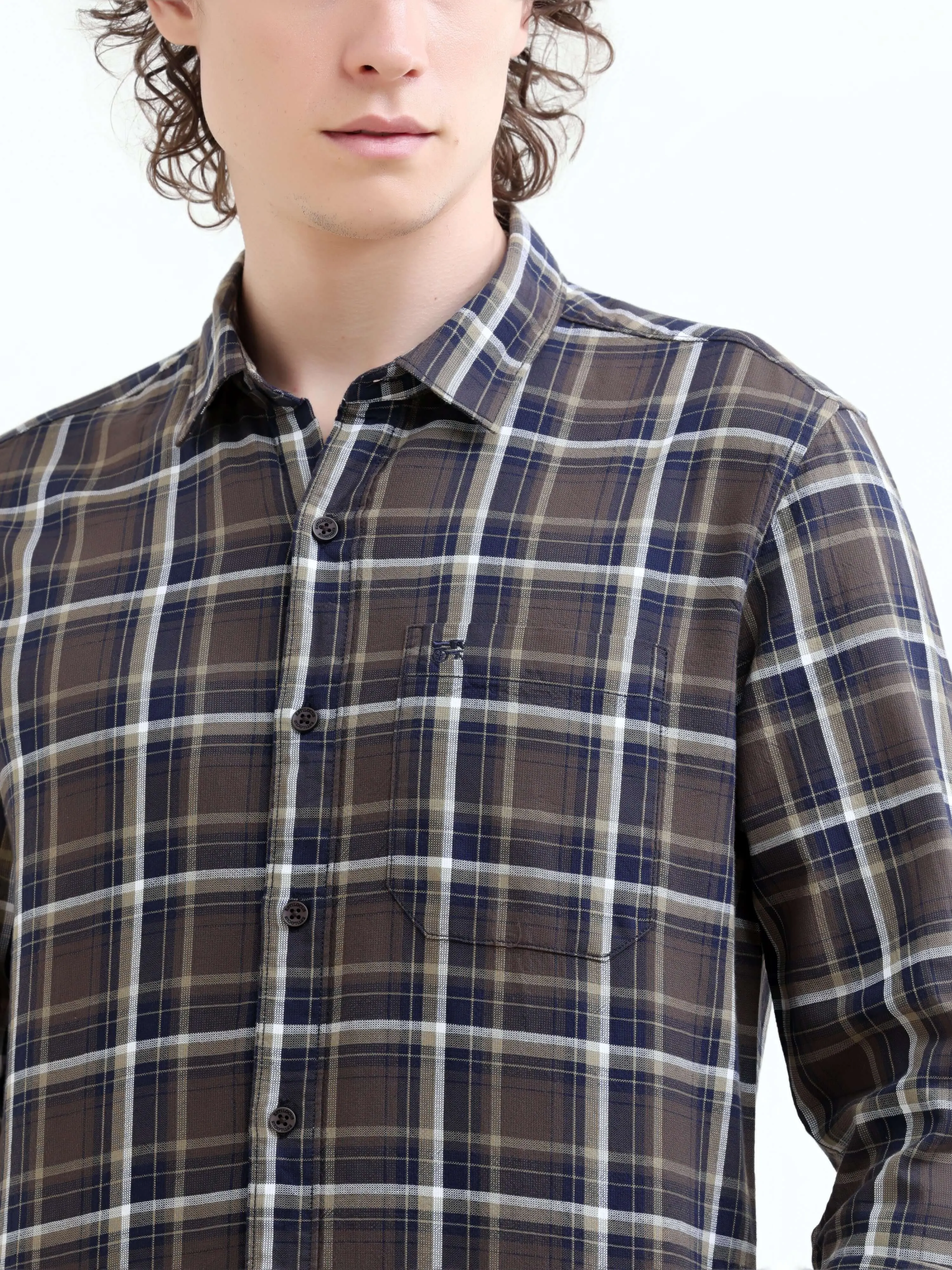 Petrol windowpane check shirt