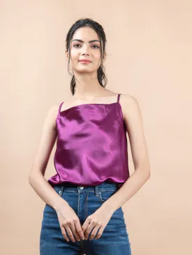 Purple cowl neck cami top