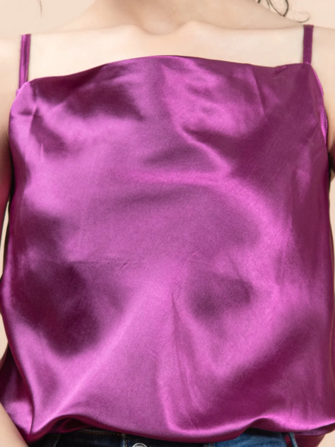 Purple cowl neck cami top