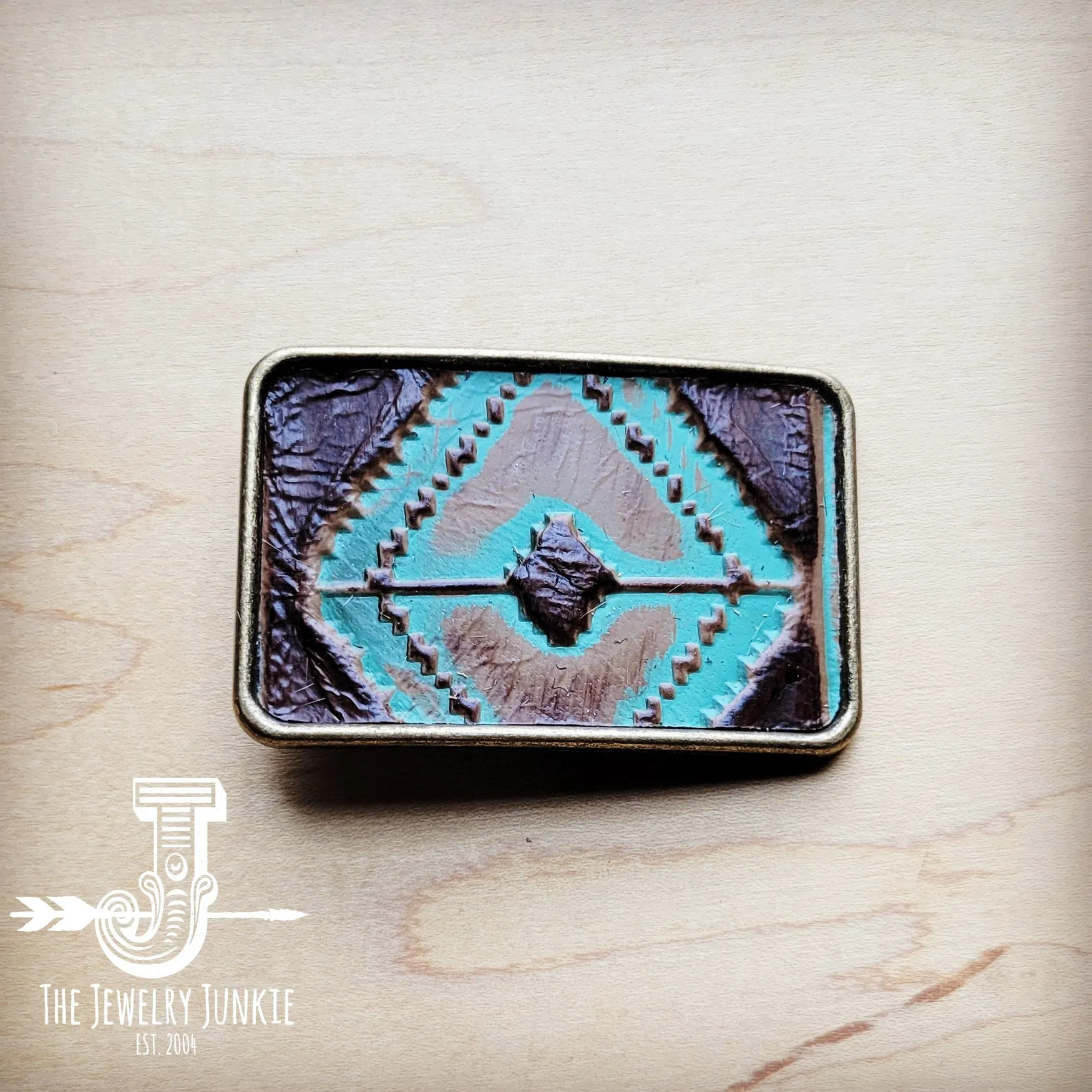 Rectangle Navajo Leather Belt Buckle 901g