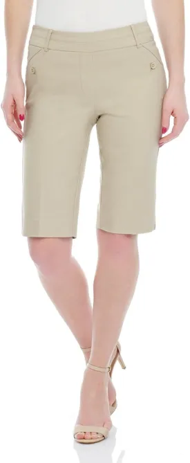 Rekucci Women's Ease Into Comfort Modern Pull-On Bermuda Short with Pockets