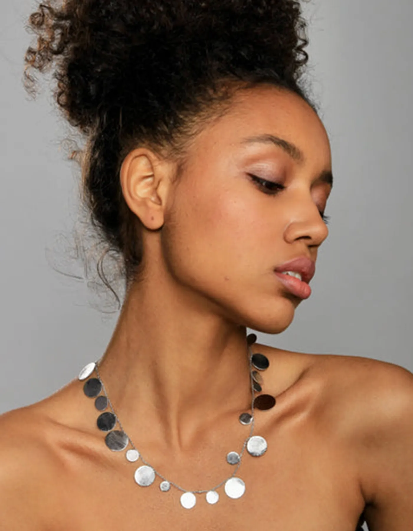 Silver Coin Necklace-Choker