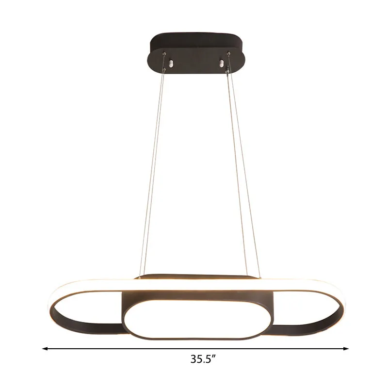 Sleek Oval Acrylic Chandelier with LED Pendant Light in Black/White â€“ Warm/White/Natural Light Options