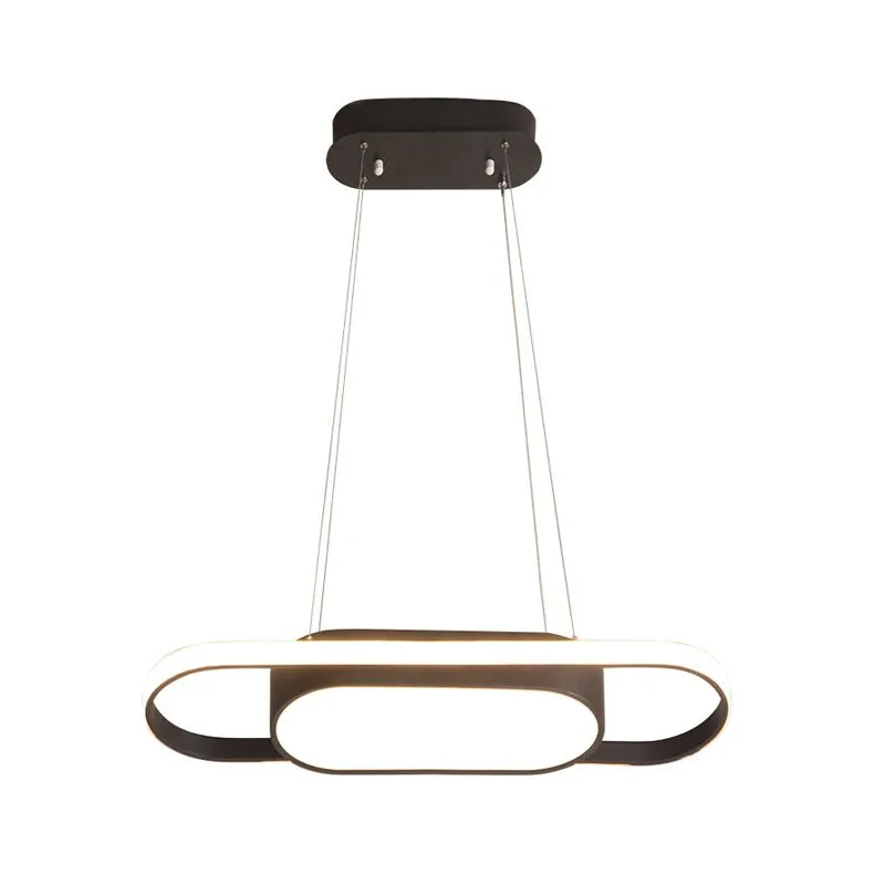 Sleek Oval Acrylic Chandelier with LED Pendant Light in Black/White â€“ Warm/White/Natural Light Options