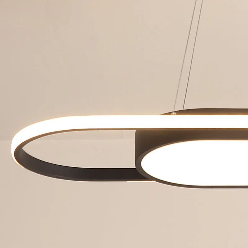 Sleek Oval Acrylic Chandelier with LED Pendant Light in Black/White â€“ Warm/White/Natural Light Options