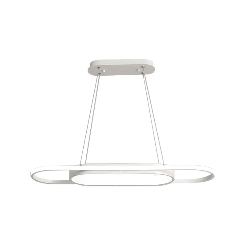 Sleek Oval Acrylic Chandelier with LED Pendant Light in Black/White â€“ Warm/White/Natural Light Options