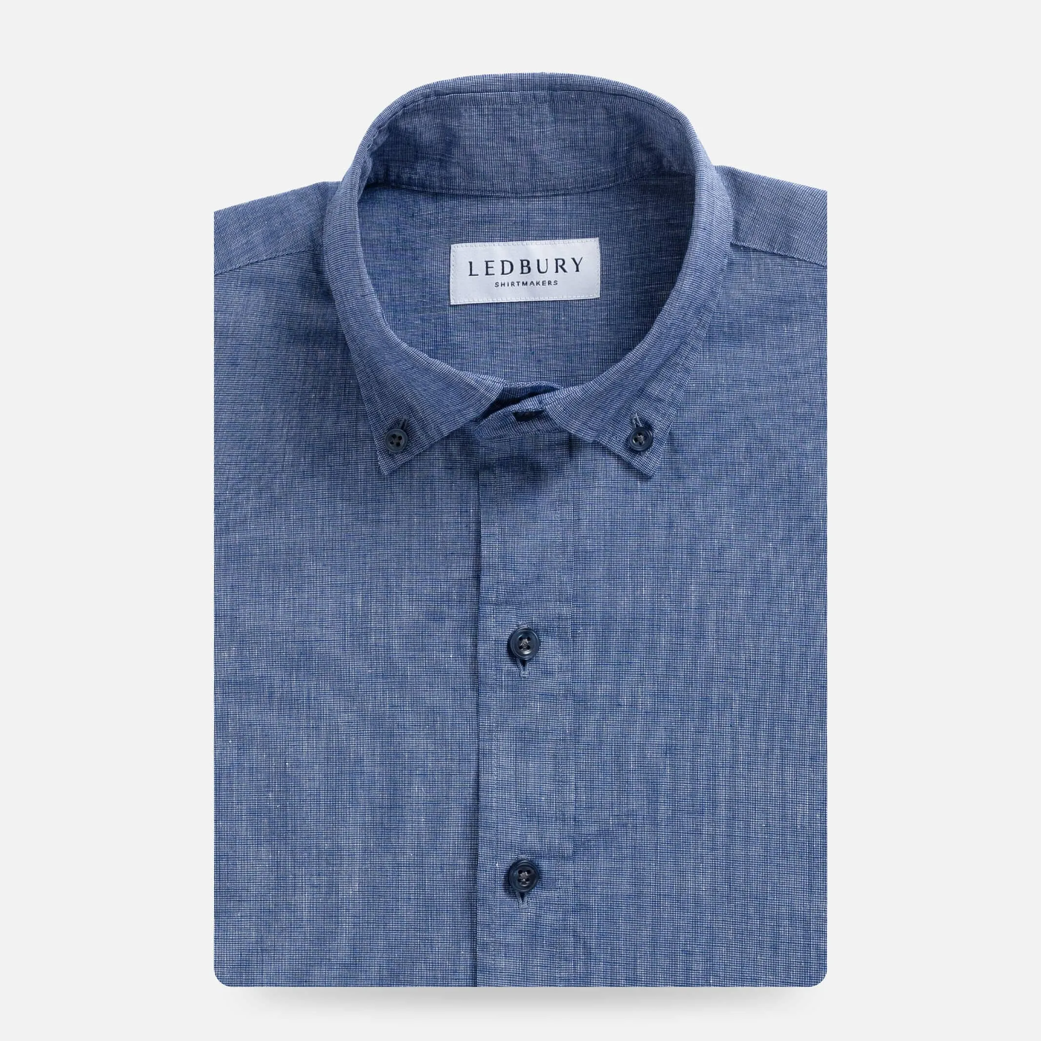 The Navy Barretto Cotton Linen Custom Shirt