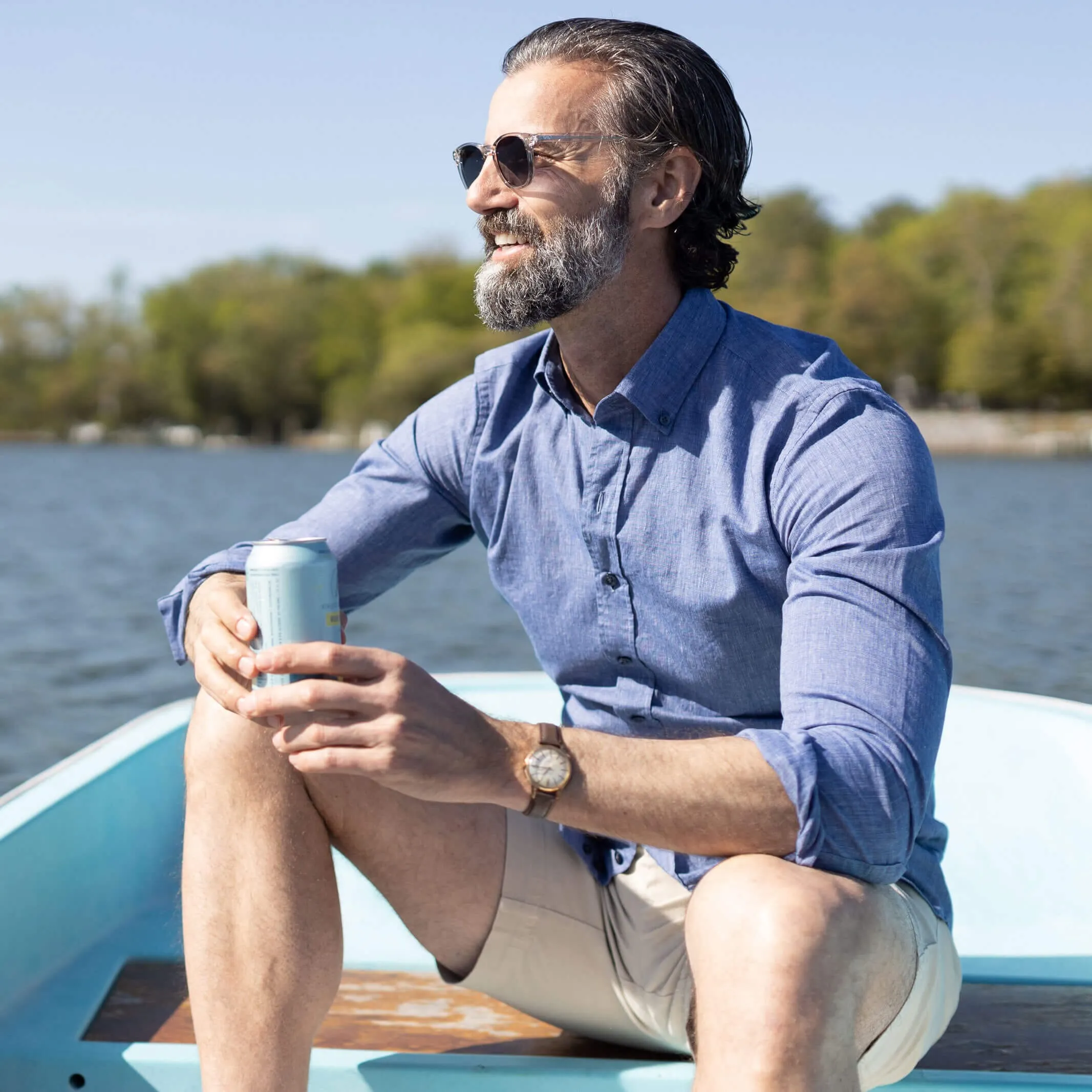 The Navy Barretto Cotton Linen Custom Shirt