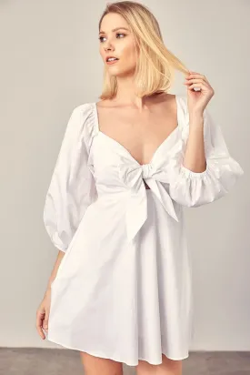 Tie Front Puff Sleeve Romper Dress  *Online Only*
