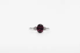White Gold Purple Garnet Ring