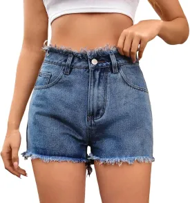 Women Jean Shorts Denim Skort Sexy High Waisted Button Up Tie Side Asymmetrical Short Mini Skirt Bathing Suit Shorts