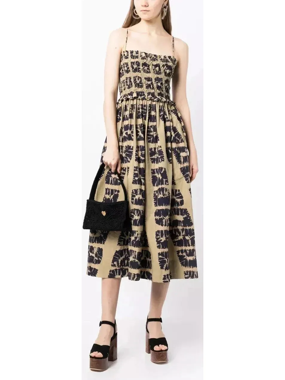 Women’s Abstract-Printed Sleeveless Cotton Midi Dress