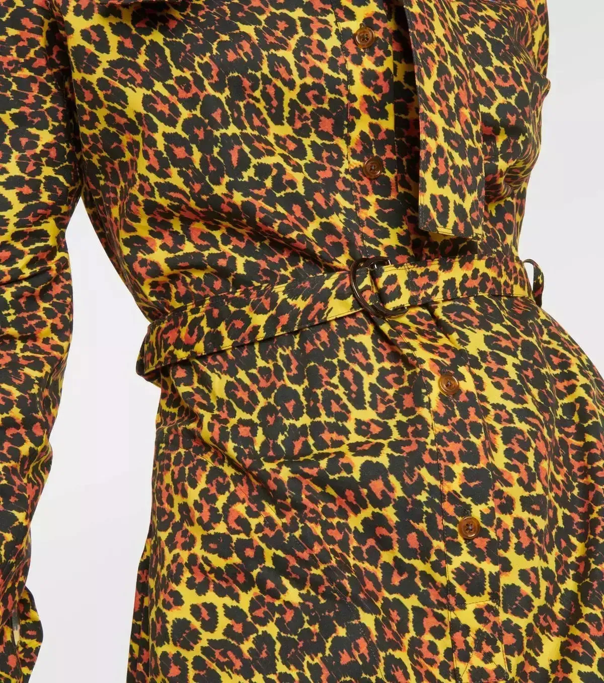 Women’s Asymmetrical Leopard-Print Midi Dress with Neck Tie