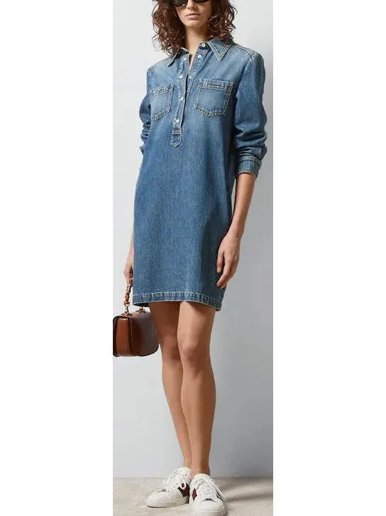 Women’s Blue Stone Bleached and Washed Organic Denim Dress