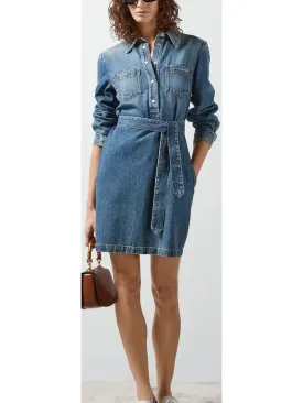 Women’s Blue Stone Bleached and Washed Organic Denim Dress