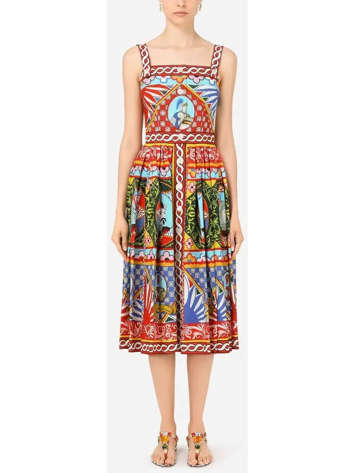 Women’s Carretto Print Poplin Calf-Length Dress
