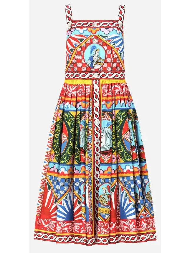 Women’s Carretto Print Poplin Calf-Length Dress