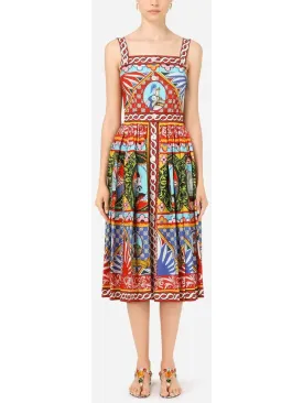 Women’s Carretto Print Poplin Calf-Length Dress