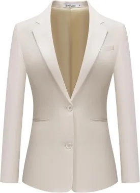 Women's Casual Blazer 2 Buttons Notch Lapel Open Front Long Sleeve Blazers Business Office Work Suit Jackets