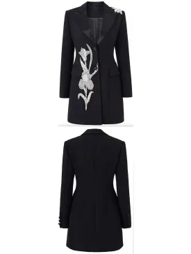Women’s Embellished Long Single-Breasted Short Blazer-Dress