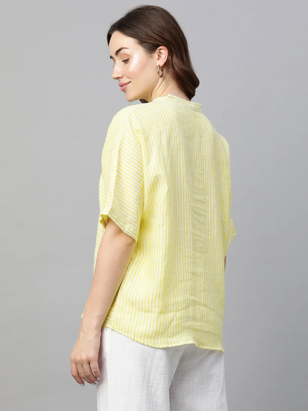 Women's Lime Linen Excel Boxy Fit Blouse