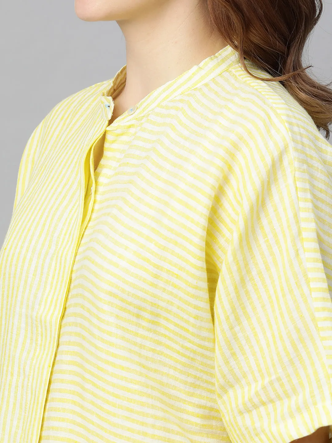 Women's Lime Linen Excel Boxy Fit Blouse