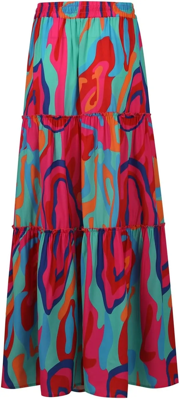 Womens Long Skirt 2025 Summer Casual Trendy Beach Western Skirts Music Festival Outfits Hippie Clothes