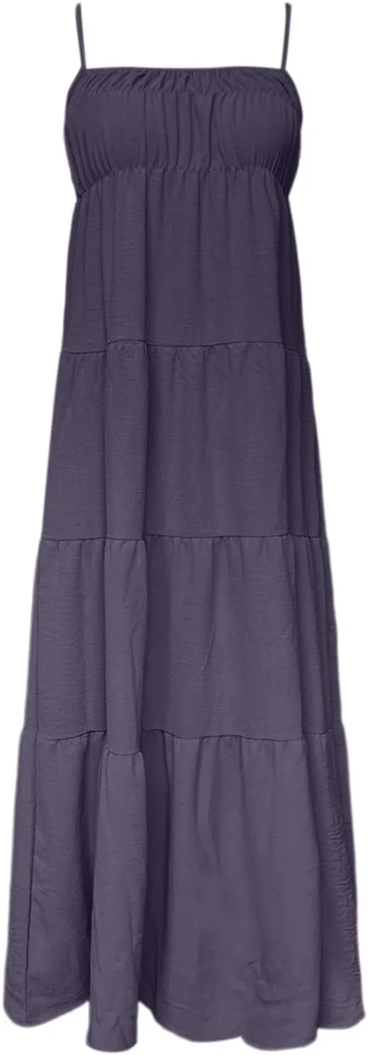 Women's Sleeveless Dress Casual Plain Loose Summer Vacation Long Maxi Dresses with Pockets