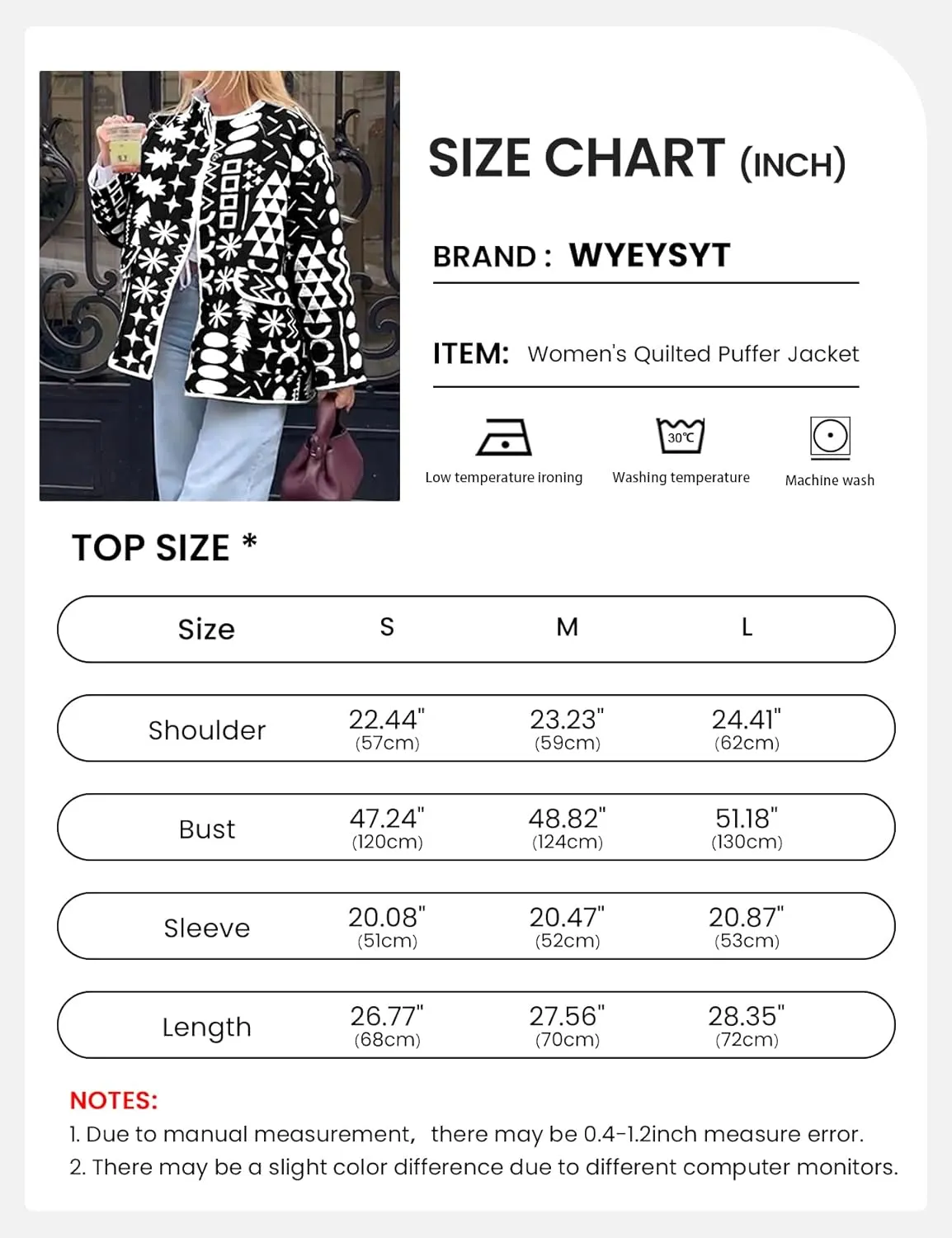 Wyeysyt Women's Quilted Puffer Jacket Lightweight Floral Print Padded Cardigan Button Down Puffy Coat Outwear