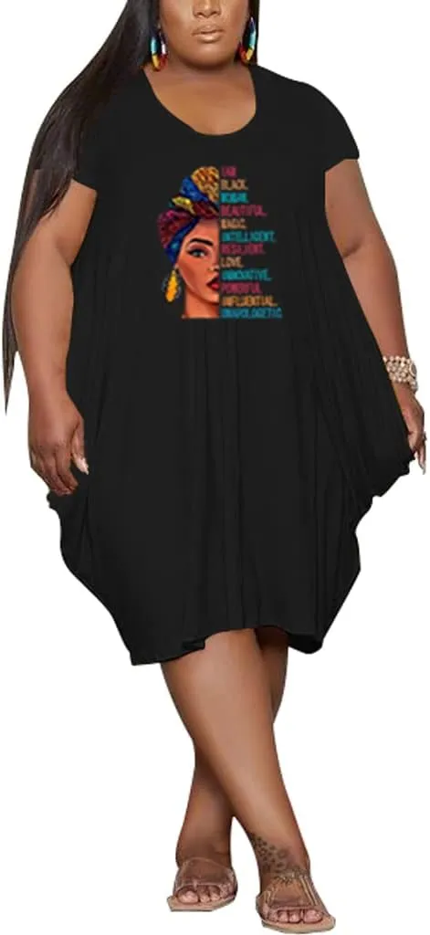YeGine Oversize Tshirt Dress for Women Casual Plus Size Short Sleeves Midi Tunic Dresses with Pockets